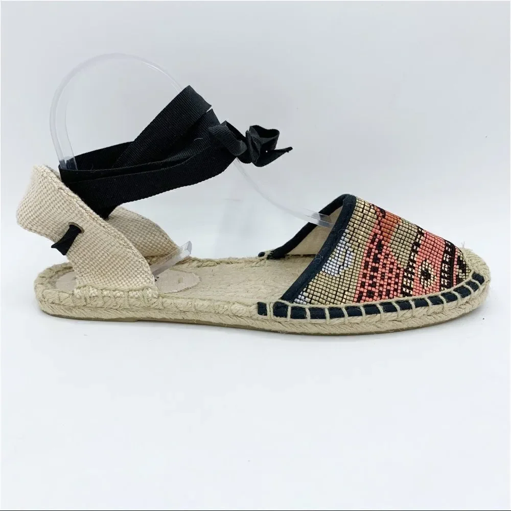 Soludos Colorful Low Heel Lace Up Espadrilles Sz 7I‎